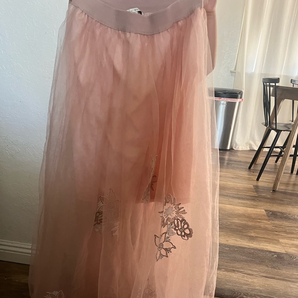 Long pink skirt